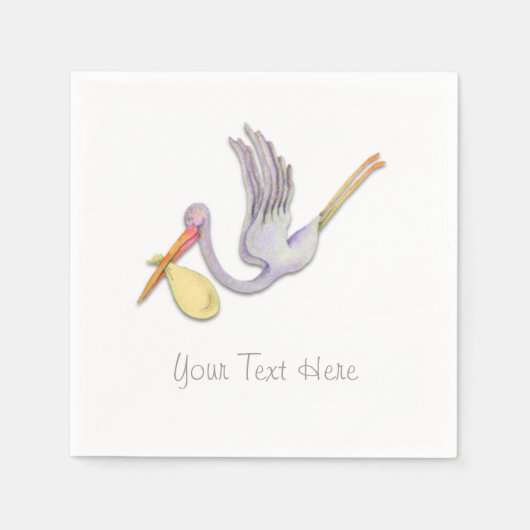 Storch mit Bündel Lieferung Serviette (Vorderseite)