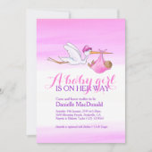 Storch mit Darke Baby-Dusche Einladungen (Vorderseite)