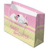 Storch mit einem Niedlichen Baby Girl Große Geschenktüte (Vorderseite Schrägansicht)