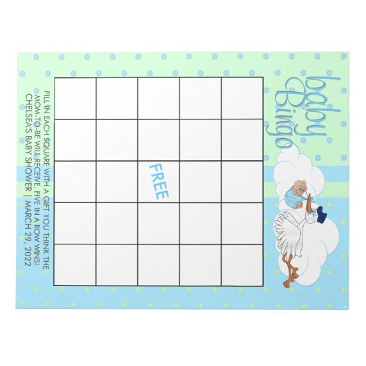 Storch mit einem Niedlichen kleinen Baby Boy - Bin Notizblock (Vorderseite)