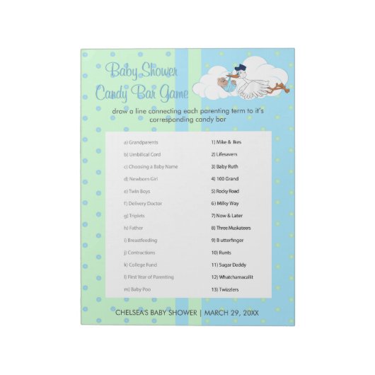 Storch mit einem Niedlichen kleinen Baby Boy - Can Notizblock (Rotiert)