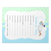 Storch mit einem Niedlichen kleinen Baby Boy - Wün Notizblock (Vorderseite)