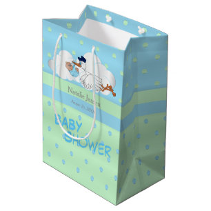 Storch mit einem Niedlichen kleinen Baby Mittlere Geschenktüte