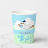 Storch mit einem Niedlichen kleinen Baby Pappbecher (Rückseite)