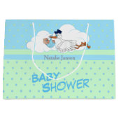 Storch mit einem Niedlichen kleinen Babyjungen Große Geschenktüte (Vorderseite)