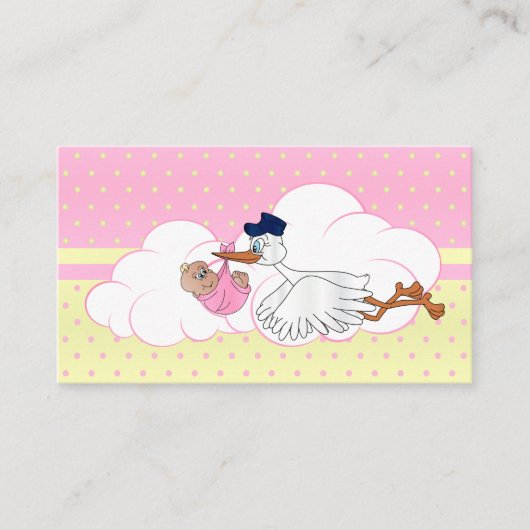 Storch mit einem Niedlichen kleinen Mädchen-Raffle Begleitkarte (Vorderseite)