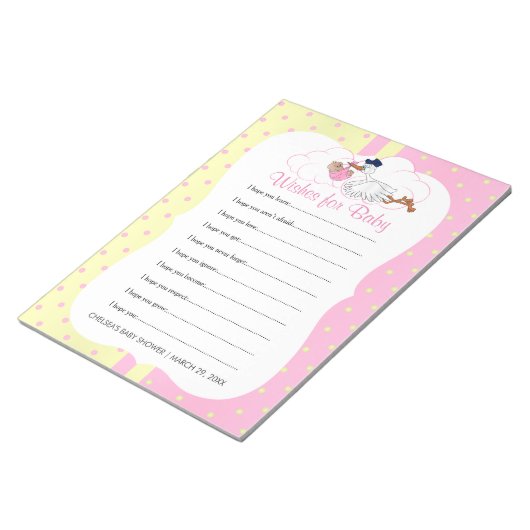 Storch mit einem Niedlichen kleinen Mädchen - Wüns Notizblock (angewinkelt)