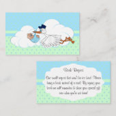 Storch mit einer Niedlichen Buchanfrage für Kleink Begleitkarte (Vorne/Hinten)