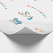Storch mit niedlicher Babydusche Geschenkpapier (Ecke)