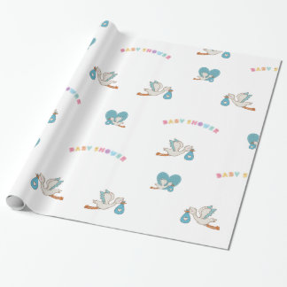 Storch mit niedlicher Babydusche Geschenkpapier