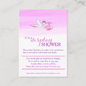 Storch mit rosa Duschkarten für Mädchen Begleitkarte (Rückseite)