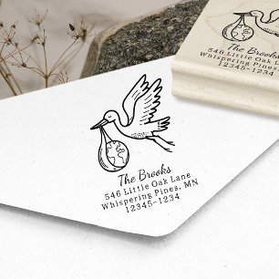Storch mit Rücksendeadresse der Erde Gummistempel