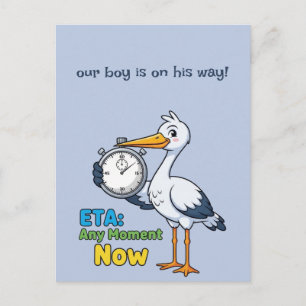 Storch mit Stoppuhr Schwangerschaft Postkarte