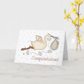 Storch New Baby Boy Grußkarte Karte (Gelbe Blume)