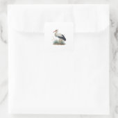 Storch Quadratischer Aufkleber (Tasche)