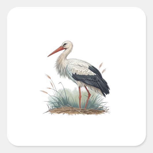 Storch Quadratischer Aufkleber (Vorderseite)