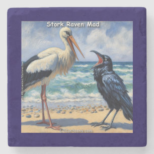Storch Rabe Verrückt – Strandvogel-Banter Steinuntersetzer