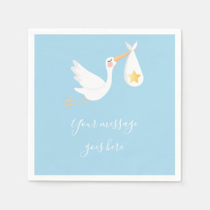 Storch-Sonderlieferung Baby Shower Streusel Blau Serviette