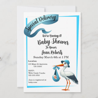 Storch Special Delivery Baby Shower Einladung