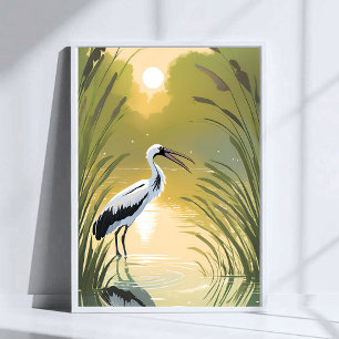 Storch Sumpf Everglades National Park Aquarell Poster