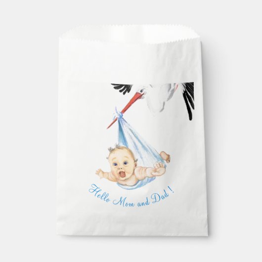 Storch Tragend Baby Funny Fevor Bag - Custom Text Geschenktütchen (Vorderseite)