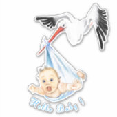 Storch Tragend Baby Funny Sticker - Benutzerdefini (Vorderseite)