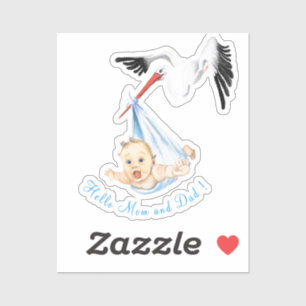 Storch Tragend Baby Funny Sticker - Benutzerdefini