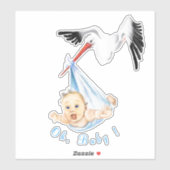 Storch Tragend Baby Funny Sticker - Ihr Text (Blatt)