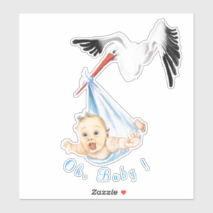 Storch Tragend Baby Funny Sticker - Ihr Text