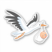 Storch trägt ein Baby Aufkleber (Vorderseite)