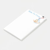 Storch trägt eine Babypost-it®-Notiz Post-it Klebezettel (angewinkelt)