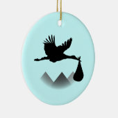 Storch u. Baby Keramik Ornament (Rechts)