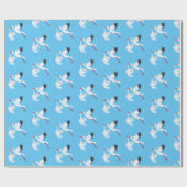 Storch und Baby auf Blue Geschenkpapier (Flach)