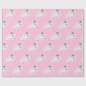 Storch und Baby auf rosa Geschenkpapier (Flach)