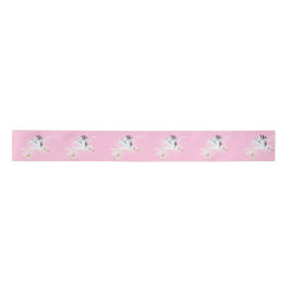 Storch und Baby auf rosa Satinband