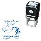 Storch und Baby Boy/Girl Birl Custom Rubber Briefm Permastempel (Beispiel)