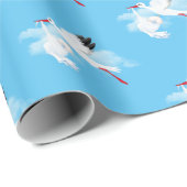 Storch und Baby Boy in Wolken Geschenkpapier (Rolleneckpunkt)
