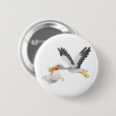 Storch und Baby Button (Vorne & Hinten)