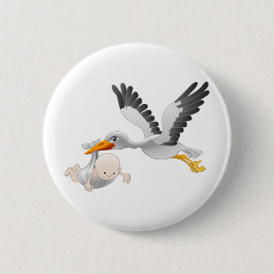 Storch und Baby Button