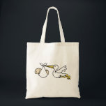 Storch und Baby-Cartoon Niedliche Geburtsankündigu Tragetasche<br><div class="desc">Stork und Baby Cartoon Niedlich Geburtstag Ankündigung Glückwünsche</div>