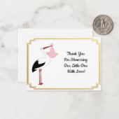 Storch und Baby Danke Karte (Vorderseite/Rückseite Beispiel)