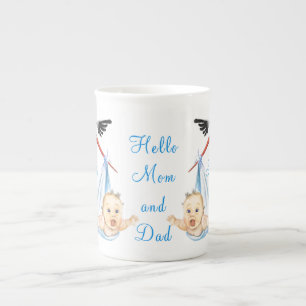 Storch und Baby Funny Bone China Tasse mit Text