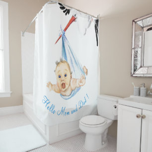 Storch und Baby Funny Dusche Vorhang - Custom Text