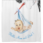 Storch und Baby Funny Dusche Vorhang - Custom Text (Vorderseite)