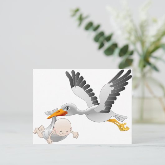 Storch und Baby Postkarte (Stehend Vorderseite)