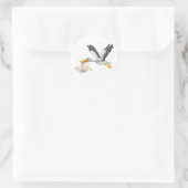 Storch und Baby Runder Aufkleber (Tasche)