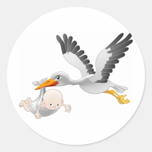 Storch und Baby Runder Aufkleber (Vorderseite)