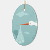 Storch und das Kind Keramik Ornament (Links)