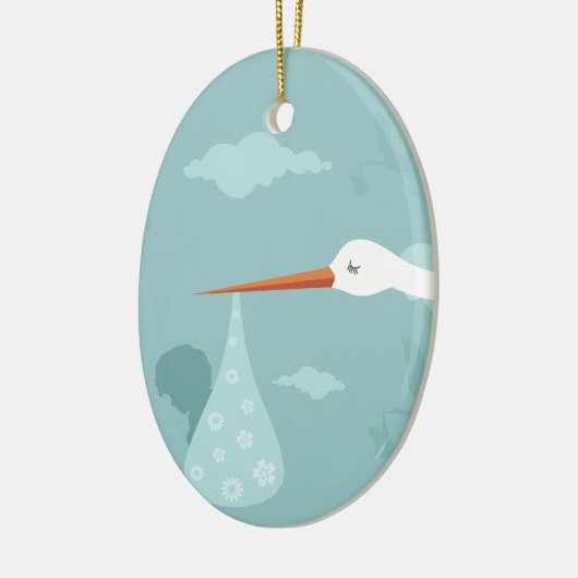 Storch und das Kind Keramik Ornament (Links)