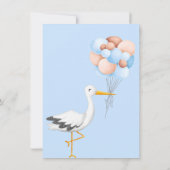 Storch | Watercolor Baby Boy Dusche Einladung (Rückseite)